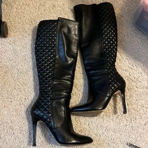 Black long leather boots